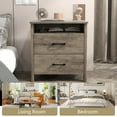 thumbnail image 4 of Farmhouse Nightstand with 2 Drawers, Rustic Light Brown Bedside Table with Open Shelf, Wooden Side End Table for Bedroom, 4 of 7