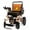 Brown Seat, variant on Fold And Travel Lightweight Foldable Remote Control Portable Electric Power Wheelchair - Gold Frame, Black Seat