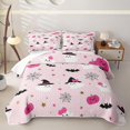 thumbnail image 2 of Homewish Girly Witch Ghost Quilt Full for Girls, Flower Ghost Pumpkin Star Bat Full Bedspread Sets, 3pcs, 2 of 7
