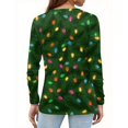 thumbnail image 4 of WTOBBY Women's Fashion Christmas Print Round Neck Long Sleeve Pullover Top, Holiday Themed Tree and Snowflake Design Sweater for Women,Dark Green L, 4 of 5