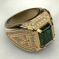 thumbnail image 2 of 3Ct Emerald Cut Simulated Green Emerald Men's Wedding Band Ring 14k Yellow Gold Plated, 2 of 4