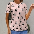 thumbnail image 3 of Panda Pattern Pink-2 Women's Short Sleeve T-Shirt Crew Neck Casual Summer Trendy Loose Fit Tops, 3 of 7