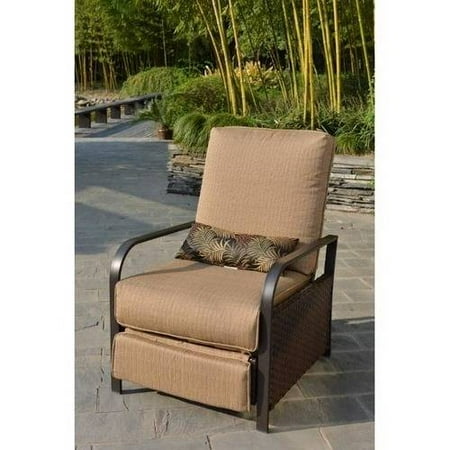 Canvas Outdoor Recliner - Mainstays Woven Wicker Outdoor Recliner with Beige Cushions
