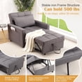 thumbnail image 4 of Fauteuil-lit Convertible 3-en-1 – Dossier Réglable, Coussin Épais, Pochette de Rangement, Lin Moderne Gain de Place pour Salon Ou Chambre d'Amis – Chaise Longue – Couleur : Gris Foncé, 4 of 7
