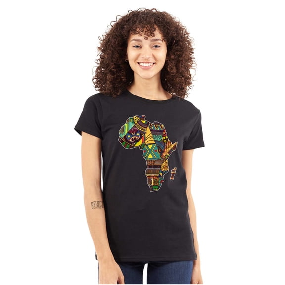 Africa Outline Tribal Patterns Womens Slim Fit Graphic Tee Brisco Brands S