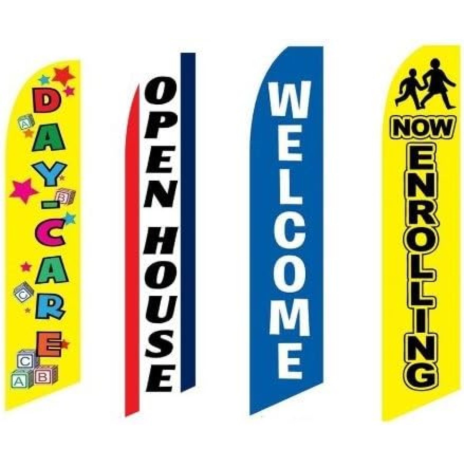 4 Swooper Flags Daycare School Children Open House Now Enrollling