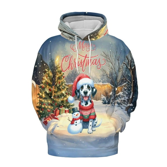 Merry Christmas Woofmas Xmas Noel Dalmatian Santa Snowman All Over Print 3D Hoodie Unisex Merch Hoodies Dog Lover - 13016
