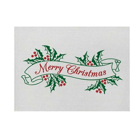 

Kuluzego Christmas Placemat Cotton and Linen Cartoon Printing English Table Mat Holiday DecorationBig Deal Y