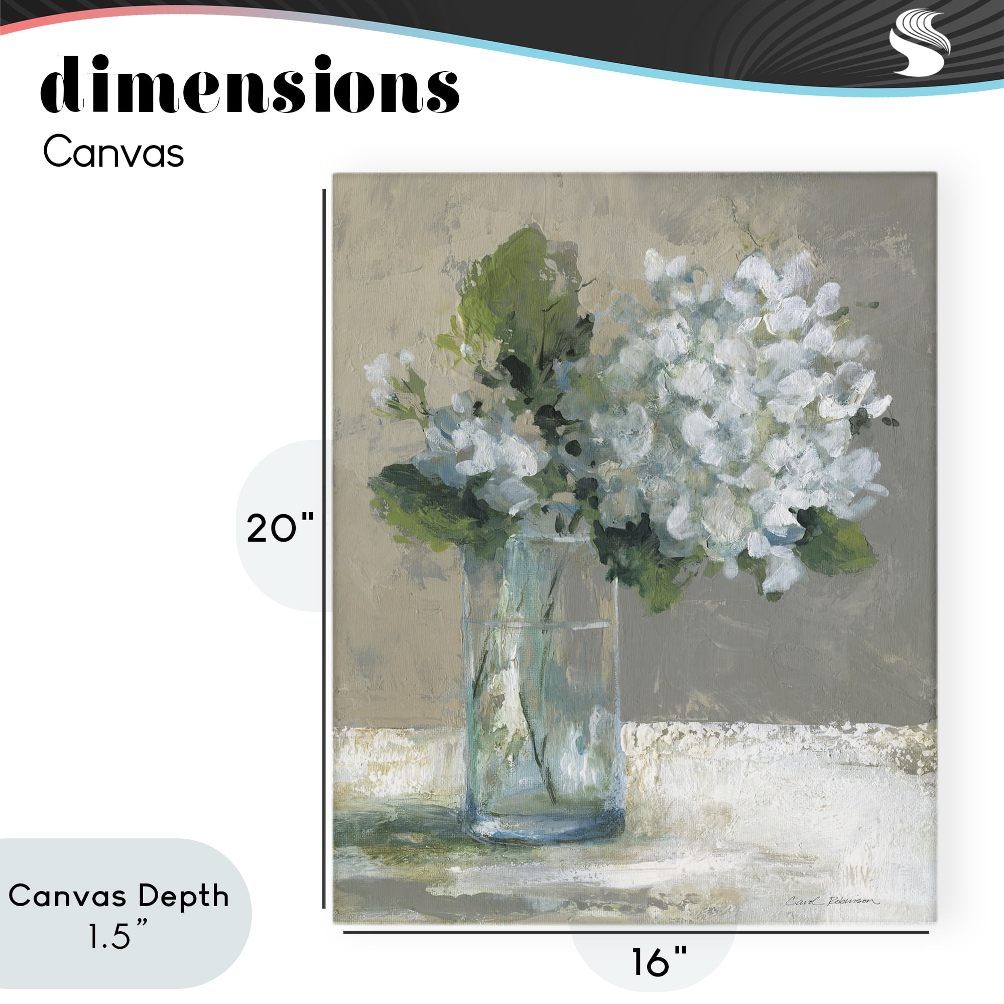 Stupell Industries Serene White Hydrangeas in Glass Canvas Wall Art, design by Carol Robinson