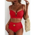 thumbnail image 5 of SHEWIN Womens Swimsuits Bathing Suits 2 Piece Bikini Sets High Waisted Cut Out Modest Swimsuit Full Coverage Beach Outfits Red L, 5 of 11
