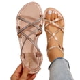 thumbnail image 4 of Xdegoge Womens Gladiator Sandals Flat Strappy Open Toe Ankle Buckle Minimalist Dressy Casual Summer Vacation Beach Everyday Comfortable Walking Shoes, 4 of 9