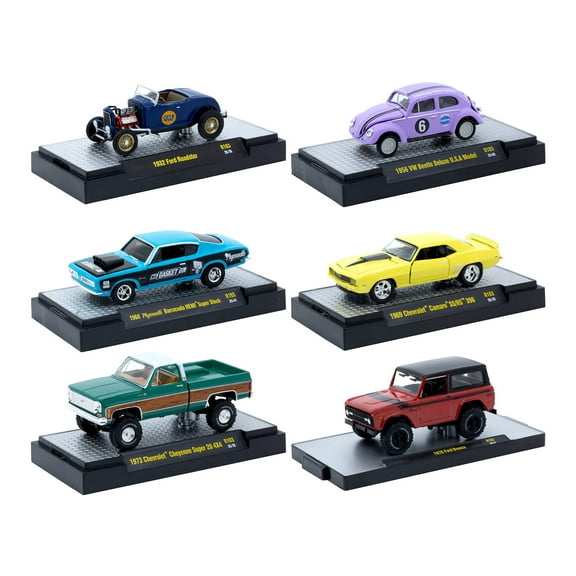 "Auto-Thentics" 6 piece Set Release 103 IN DISPLAY CASES Limited Edition 1/64 Diecast Model Cars by M2 Machines