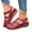 Wine, variant on Durable Faux Leather Sandals, Adjustable Strap Closed-Toe Shoes, Women's Casual Boho Gladiator Sandals,Summer Leather Comfort Soft Sole Closed Toe Ankle Strap Beach Shoes, Khaki 5.5