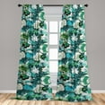 thumbnail image 4 of Ambesonne Floral Curtains, Roses Botanical Watercolor, Pair of 28"x63", Olive Green and Dark Teal, 4 of 5