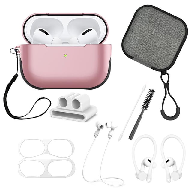 Funda Alto Brillo Y Kit Accesorios Para AirPods Pro 9 Piezas rosa Gadget Collection Mx GC-FABKAAP