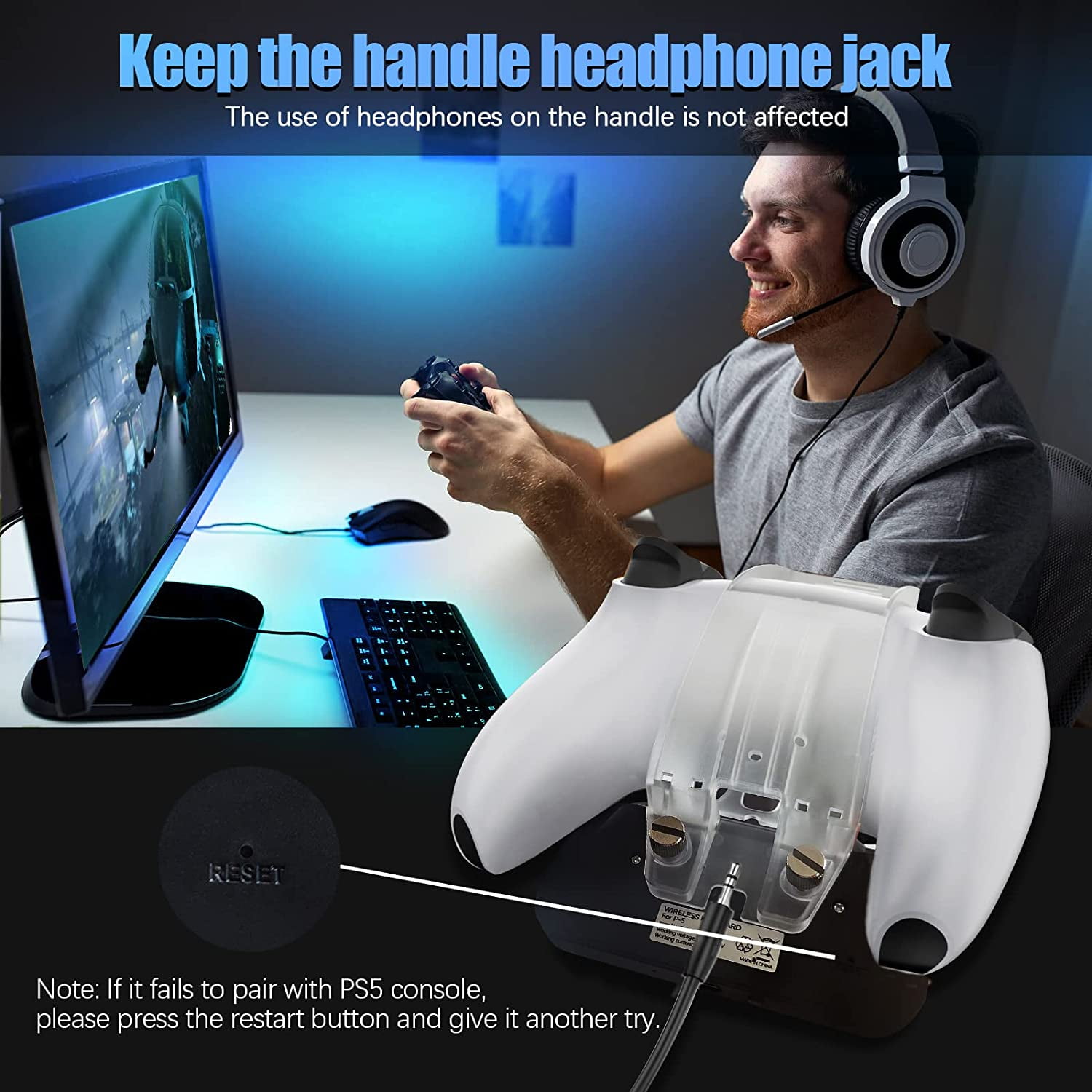 Bluetooth Controller Keyboard  for PS5,Wireless Mini Keyboard for PS5 Controller, with Backlight and USB-C Charging Cable