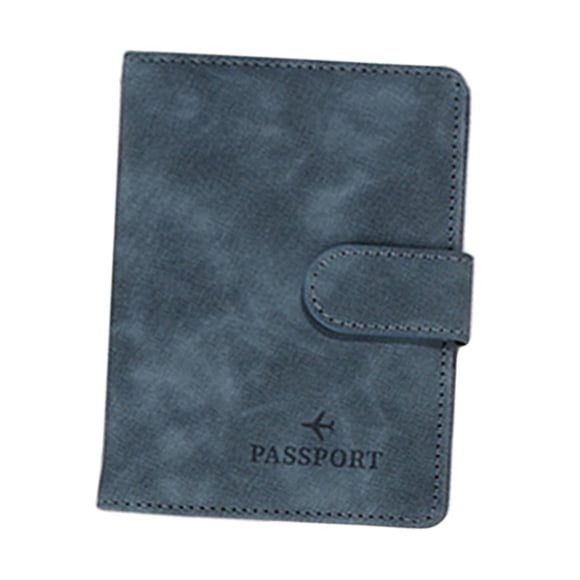 Bolsa de pasaporte de cuero de PU, estuche de viaje para pasaporte, porta pasaportes de moda, tarjetero de identificación azul oscuro