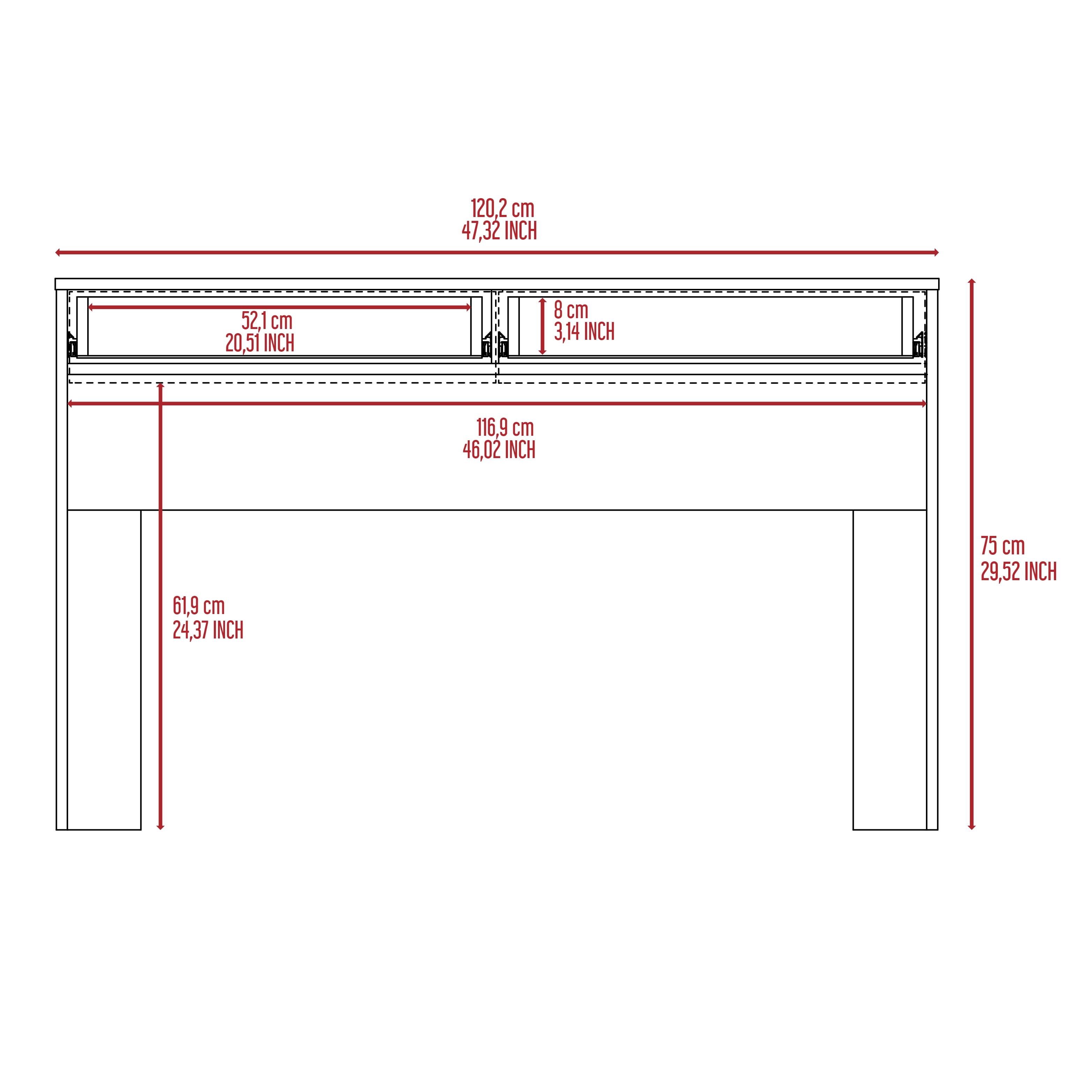 Astoutdoor Acre Writing Computer Desk with Two Drawers