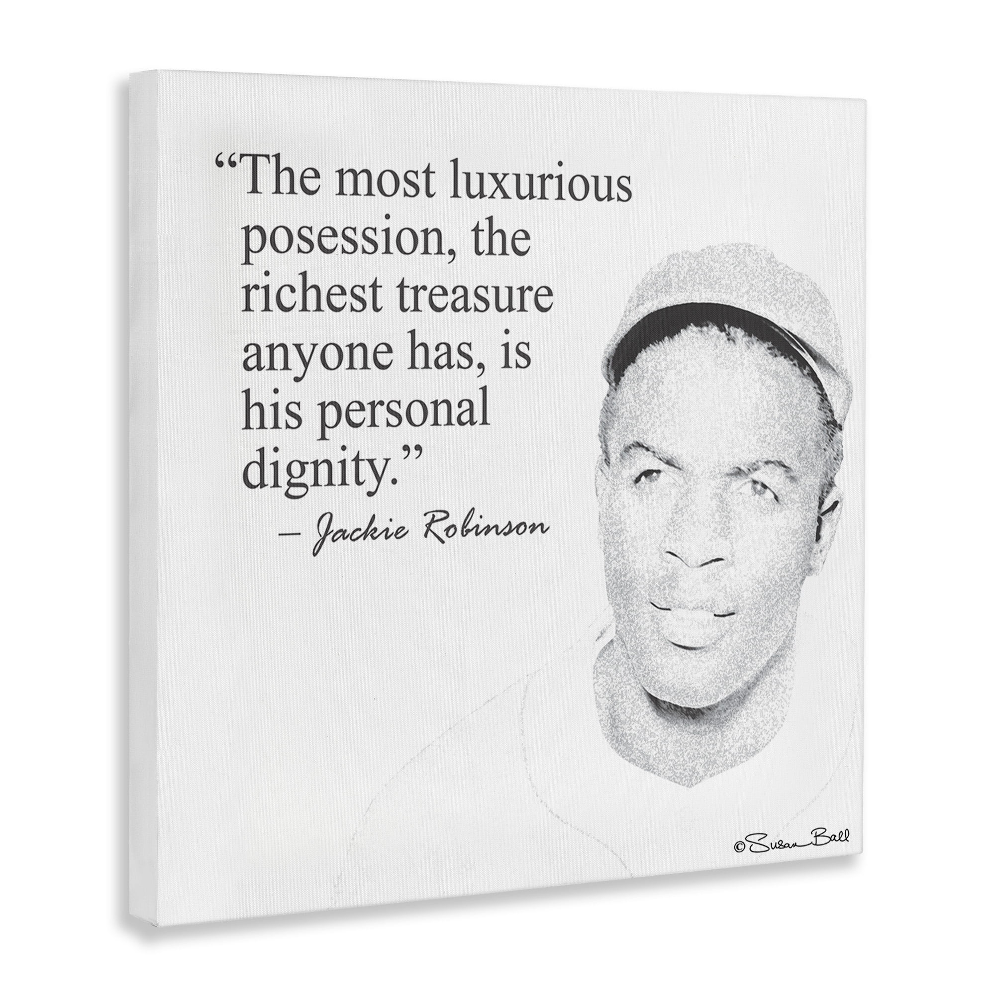 The Stupell Home Decor Collection Personal Dignity Jackie Robinson Quote Black and White Canvas Wall Art