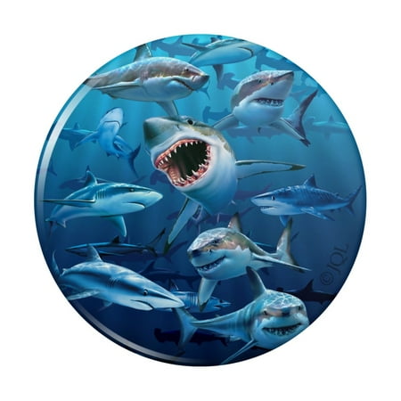 

Shark Infested Waters Great White Kitchen Refrigerator Locker Button Magnet