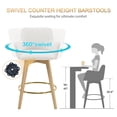 thumbnail image 4 of Zesthouse 26.6" Modern Bar Stools, Swivel Single Counter Height Chairs for Kitchen Island, Upholstered Boucle Barstools with Barrel Back, Arms and Wood Legs, Sherpa Fabric Kitchen Bar Chair, White, 4 of 9