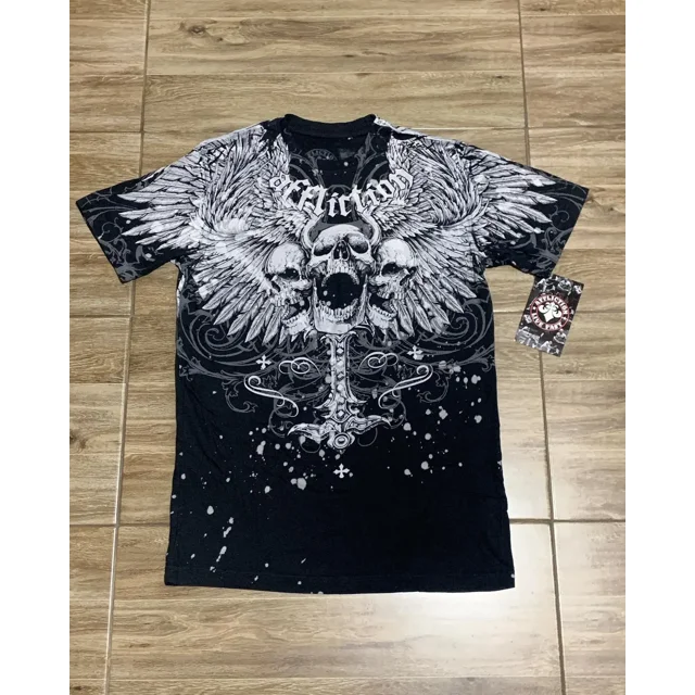 Y2K Style Streetwear Tee Gothic Skull Cross Print Trendy Graphic Summer T shirts Front and back printing