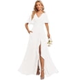 thumbnail image 1 of Vestido de dama de honor Deamify, talla grande, manga ondulada, chifón, 1 of 7
