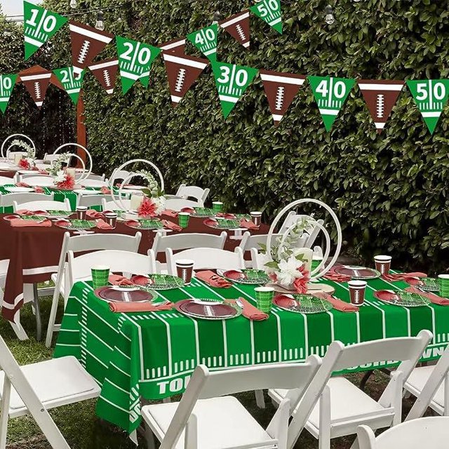 Vajilla para fiesta de cumpleaños infantil de rugby, fútbol americano, plato de papel, mantel de seda, decoración, suministros para fiestas