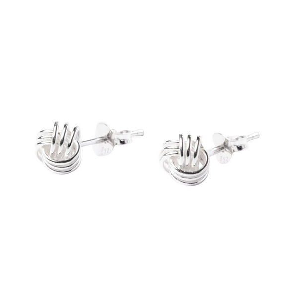 81stgeneration Women's 925 Sterling Silver Love Wire Knot Stud Earrings