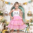 thumbnail image 2 of Sunny Fashion Girls Dress Easter Rabbit Bunny Face Pink Layered Ruffle Pom Party 7 Years, 2 of 7