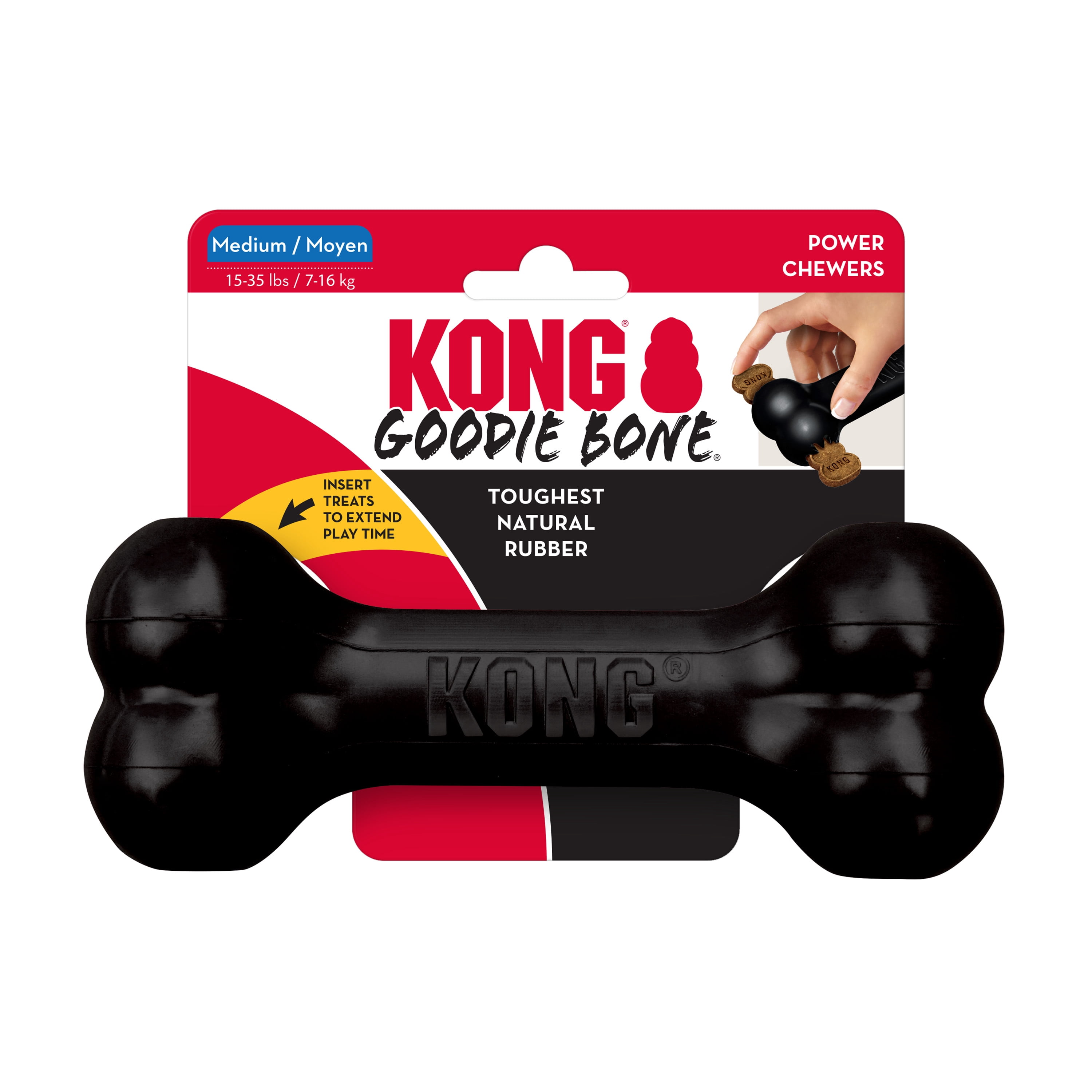 KONG® Extreme Rubber Goodie Bone for Power Chewers, Medium for Dogs Between 15-35 lbs