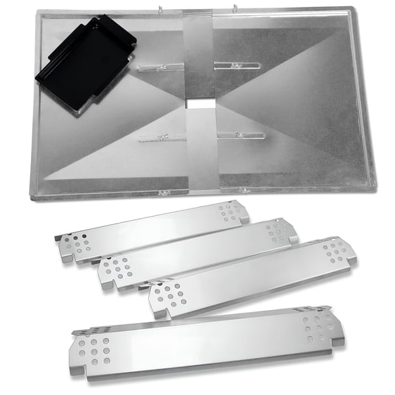 Adjustable Grease Tray (24" to 27") & 4 Pack Heat Shields for Nexgrill 720-0830H Replacement Parts, 720-0830A, 720-830x Gas Grills, Nexgrill 720-0830h Drip Pan, Flame Tamers Heat Tent Plates