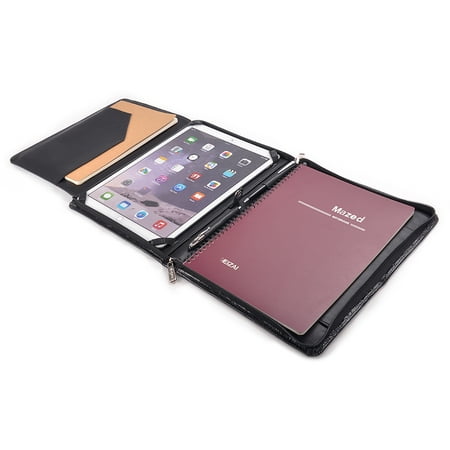 croc pattern leather portfolio with writing pad for 12 9 inch ipad