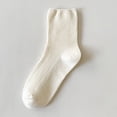 thumbnail image 2 of Womens Cute Crew Socks Casual Athletic Aesthetic Socks Neutral Cotton Socks for Long Flights Office Meetings Ribbed Texture with Earth Tone Palette and Mid-Calf Height Beige, 2 of 4