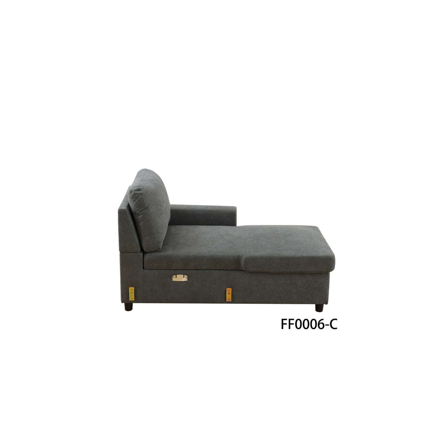 Hommoo Flannelette Reversible L-Shaped Sleeper Sofa Bed, Modern Sectional Couch Sofa Bed with Storage, Pull-Out Couch Sofa for Living Room, Bedroom and Office, Dark Grey