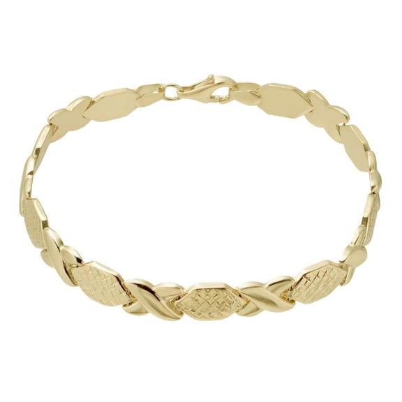 Diamond-Cut Hugs & Kisses Women’s Adult Bracelet 14K Yellow Gold, 5.40 Gr – Goldum NYC