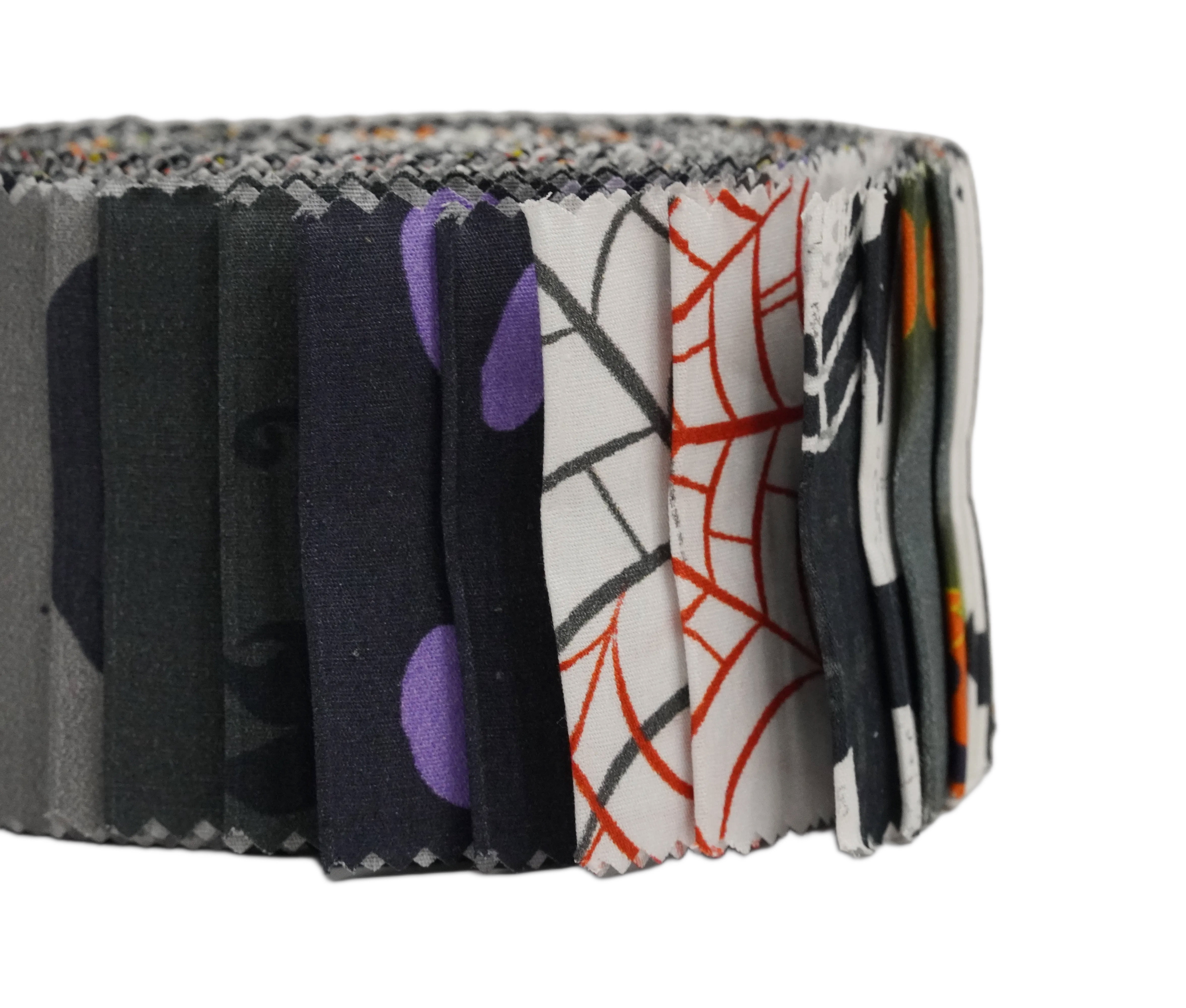 Soimoi 40Pcs Halloween Print Precut Fabrics Strips Roll Up 2.5x42inches Cotton Jelly Rolls for Quilting