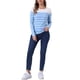 thumbnail image 2 of BLUSA CHIC PARA MUJER INSPIRE, TIRA A RAYAS, BLOQUE DE COLOR, MANGA LARGA, CAMISETA CASUAL, TAMAÑO M, AZUL CLARO Y OSCURO, 2 of 6