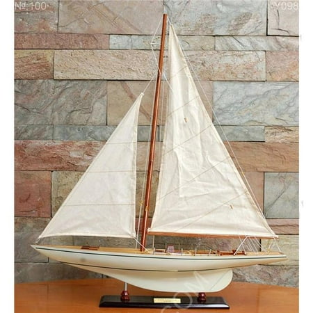 Old Modern Handicrafts Columbia Painted Large Sailboat with Schooner Yacht Model