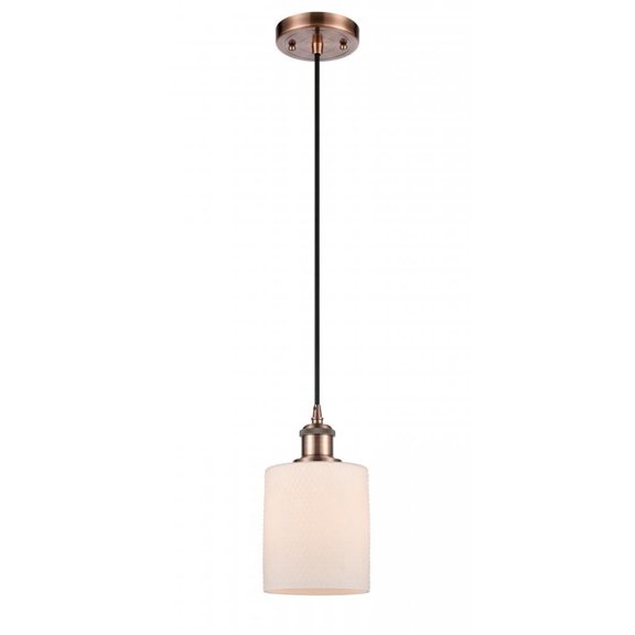516-1P-AC-G111-L-LED-Innovations Lighting-Large Cobbleskill-3.5W 1 LED Mini Pendant in Art Nouveau Style-9 Inches Wide by 14 Inches High Antique