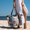 thumbnail image 6 of Pofeuu White Wolf With Flowers Print Beach Bag,Waterproof Sandproof Beach Tote Bag, Large Capacity Foldable Beach Bags for Women, 6 of 7