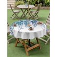 thumbnail image 5 of Outdoor Tablecloth with Umbrella Hole Zipper Teal Eucalyptus Leaf Round Tablecloth 60" Waterproof Outside Table Cloth Spring Botanical Watercolor Patio Table Cover Tablecloths for Picnic Party, 5 of 8