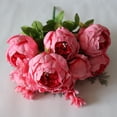 thumbnail image 2 of Nvzi Ramo de peonías artificiales de estilo europeo, 13 flores de primavera, ramos de peonías de seda artificiales, decoración para bodas, aniversarios, 10 unidades, 2 of 5