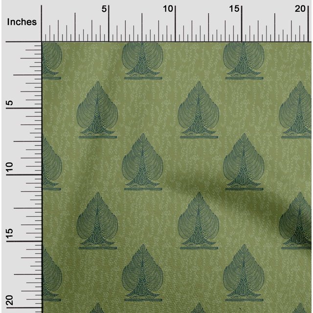 oneOone Cotton Poplin Fabric Leaves & Tree Block Printed Craft Fabric BTY 56 Inch Wide