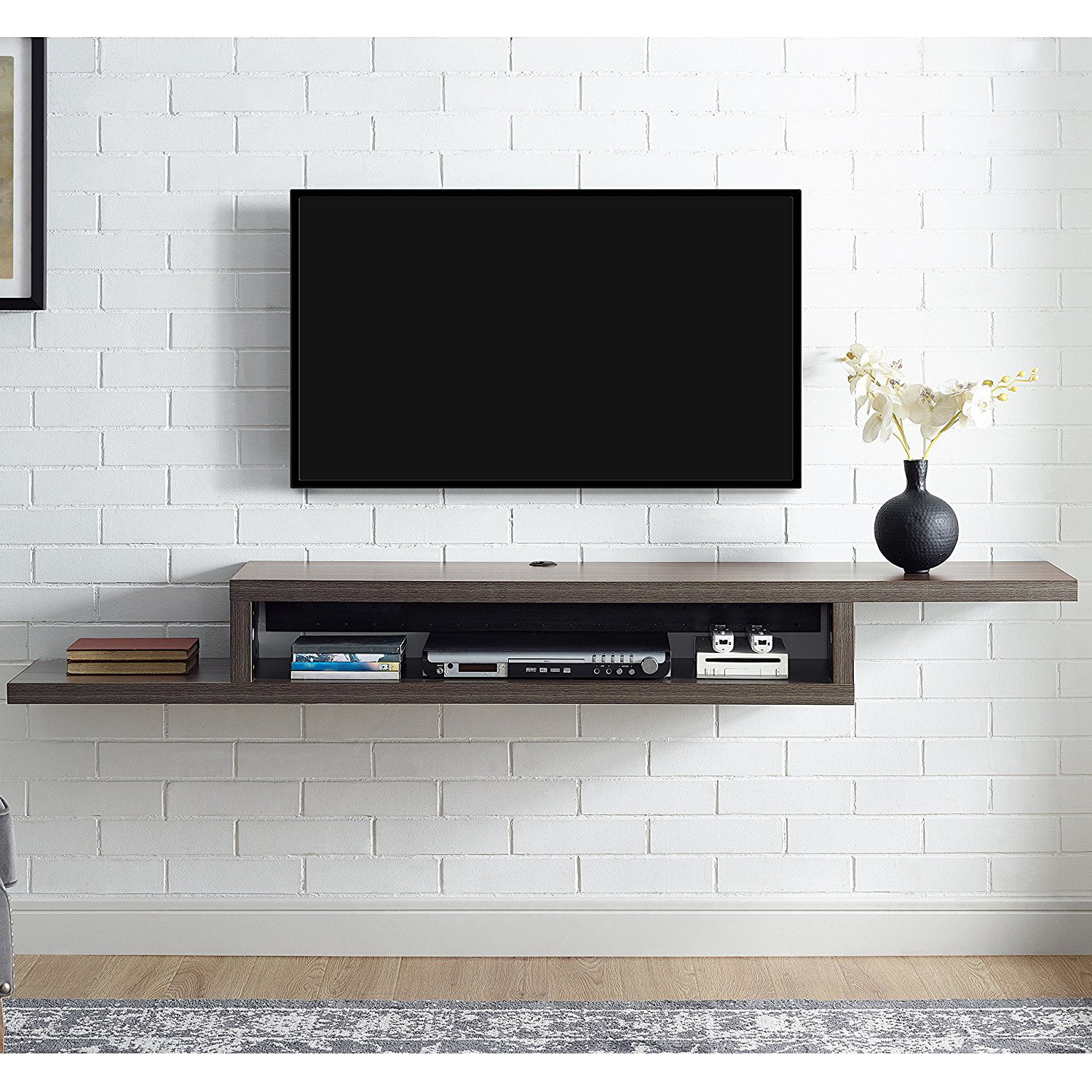 Martin Furniture 72 in. Asymmetrical Wall Mounted TV Shelf ...
