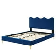 thumbnail image 6 of Platform Bed Frame, Queen Size, Blue Navy, Velvet, Modern Contemporary, Bedroom Master Guest Suite Room, 6 of 10
