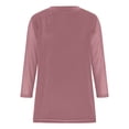 thumbnail image 3 of Kukoosong Women's Solid Color Mesh Velvet 3/4 Sleeve Crop Top with Crew Neck and Ruffled Collar, Casual Elegant Lightweight Breathable Comfortable Blouse for Women, 3 of 6
