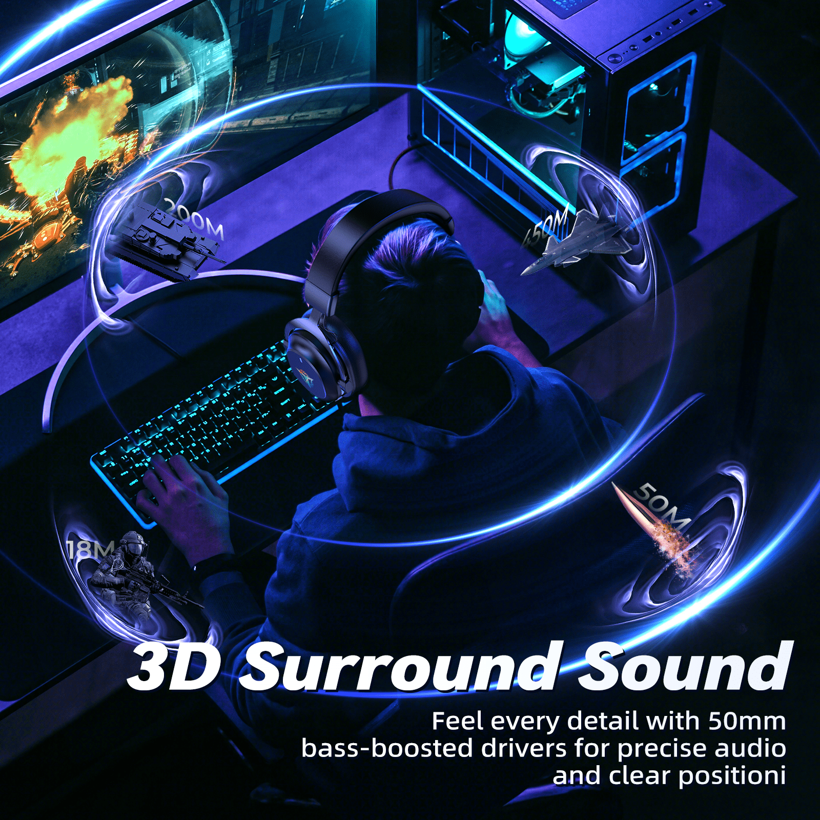 UHM Wireless Gaming Headset for PS5/PS4/PC/ Nintendo Switch,Foldable Over Ear 2.4G/Bluetooth Gaming Headphones with Detachable Noise-Canceling Microphone, Stereo Sound ,Wired Mode for Xbox,Black