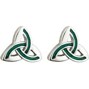 Tara Irish Jewelry Earrings for Women Trinity Knot Earrings Rhodium Plating & Green Enamel Made in Ireland