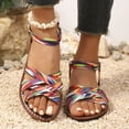 thumbnail image 2 of LTTVQM Flat Sandals for Women Platform Slip-On Open Toe Ankle Strap Boho Beach Orthopedic Sandals Arch Support Soft Walking Shoes Multicolor 39(US-7.5), 2 of 5